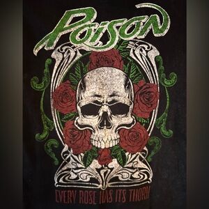 Poison EVERY ROSE HAS ITS THORN Black Graphic T-Shirt